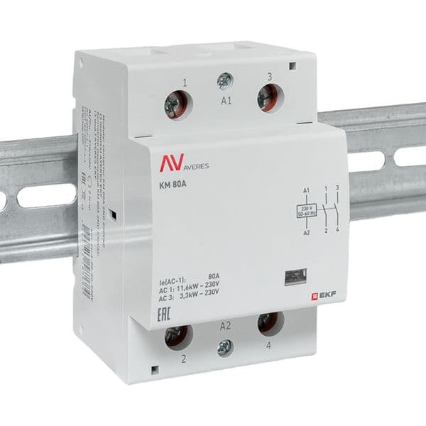 EKF Контактор модульный КМ 80А 2NO 230В АС (3 мод.) AVERES — миниатюра 2