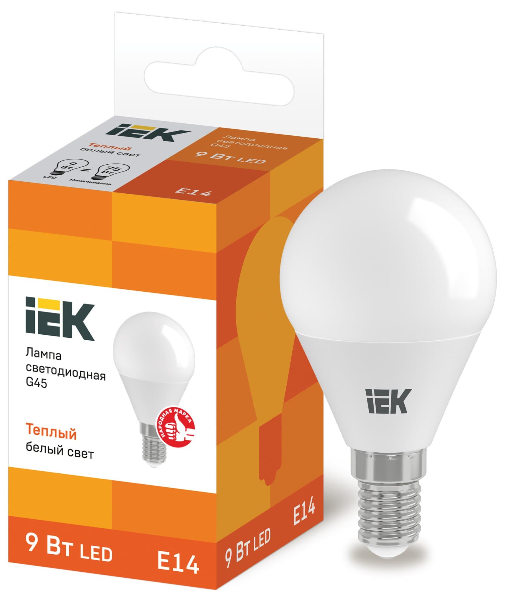 IEK Лампа светодиодная ECO G45 шар 9Вт 230В 3000К E14 — миниатюра 1