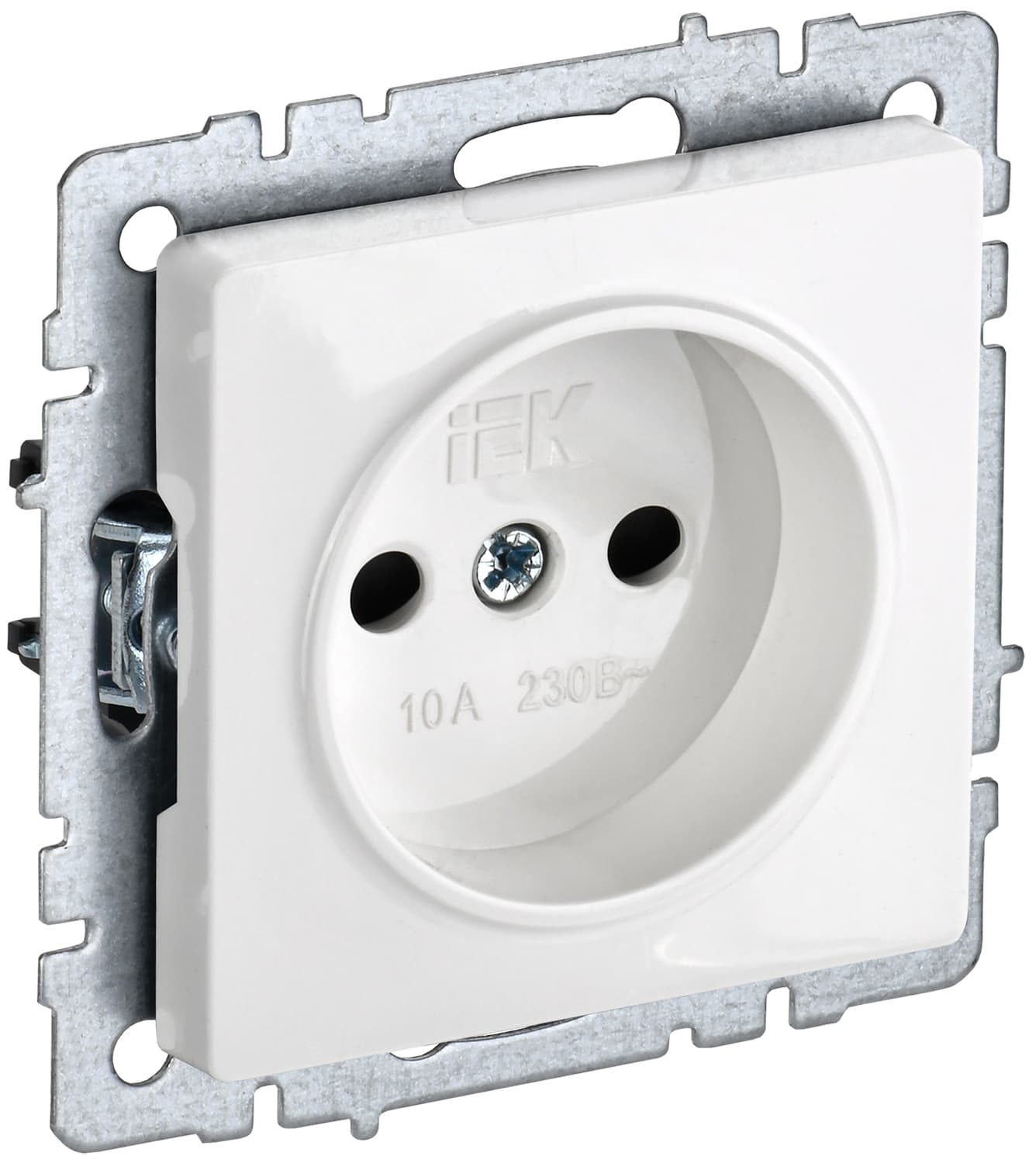 IEK BRITE BASE Белый Розетка без з/к с з/ш 10А РСш10-2-БрБ
