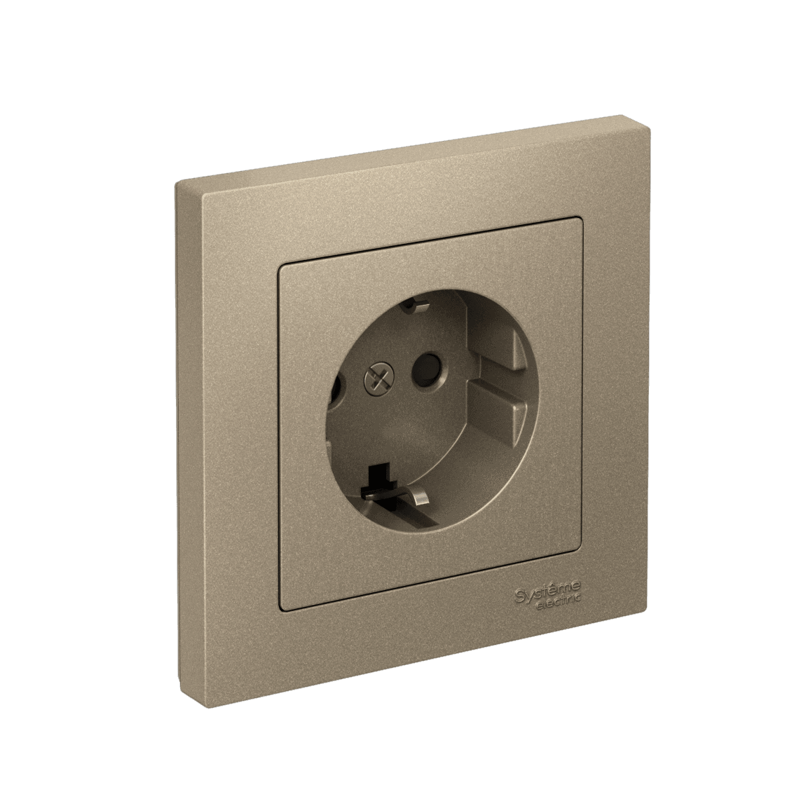 Systeme Electric AtlasDesign Шампань Розетка с заземлением со шторками, 16А, в сборе, быстрозажим. клем.