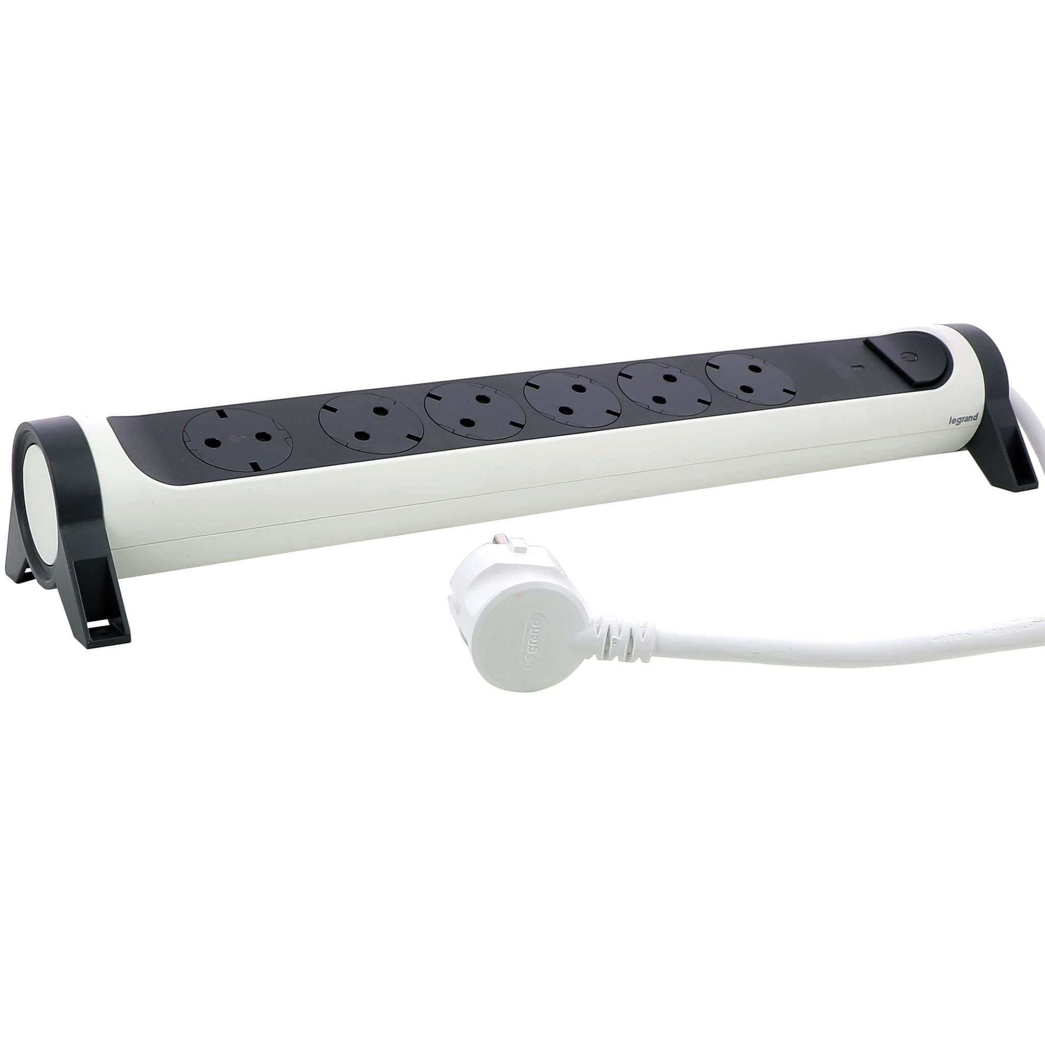Legrand Revolution Комфорт Бело-черный Удлинитель 4x2К+З с выкл., кабель 1,5м, плоские розетки, с ИПМ и защитой от перегрузки, фиксируемый поворотный 694526 — миниатюра 5