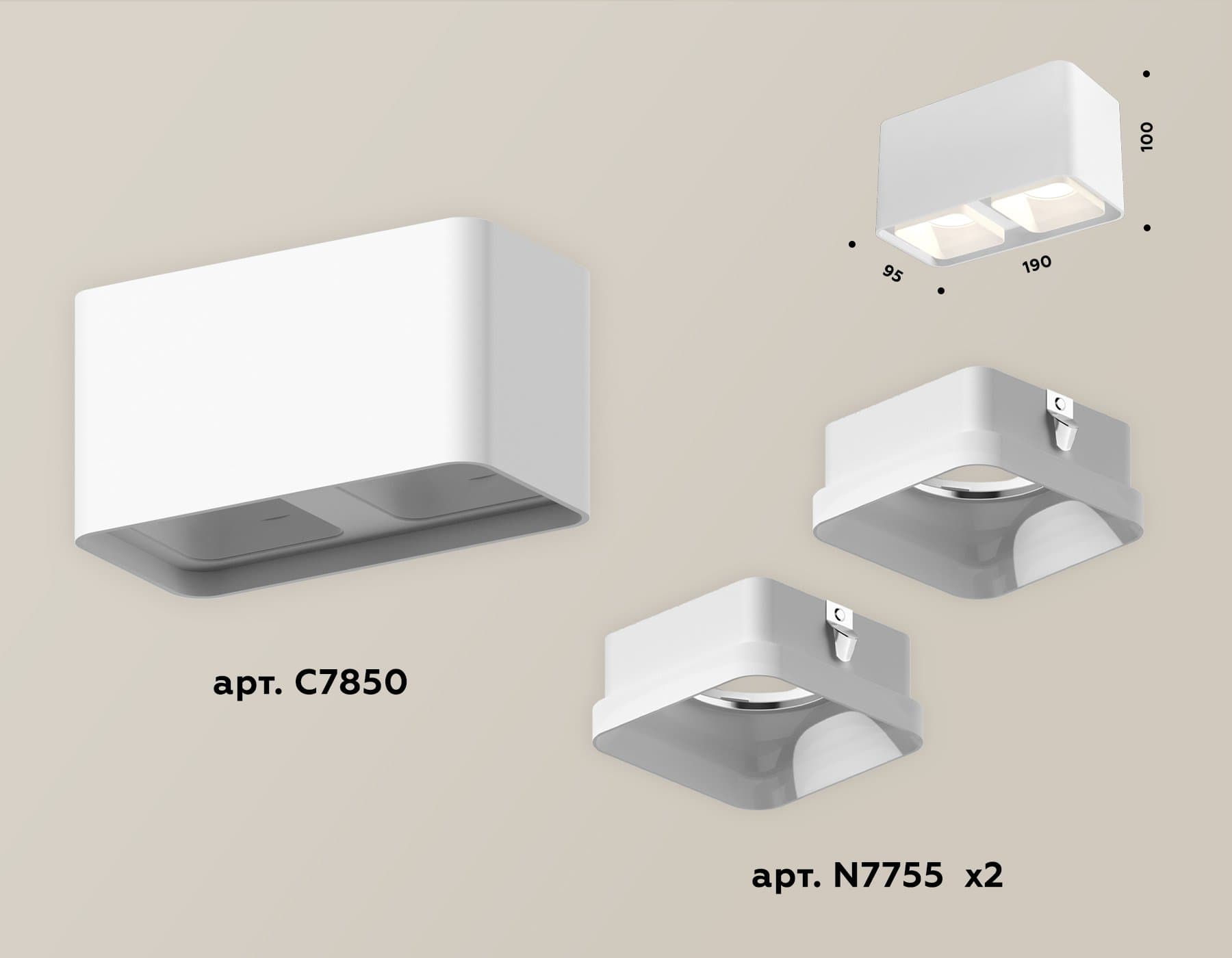 Ambrella Комплект накладного светильника с акрилом XS7850021 SWH/FR белый песок/белый матовый MR16 GU5.3 (C7850, N7755) — миниатюра 3