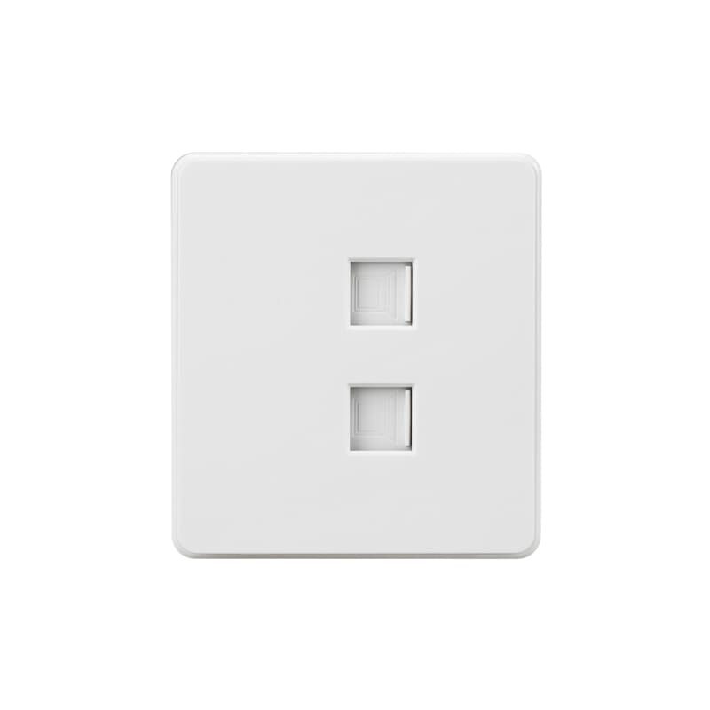 KRANZ ROUND Розетка компьютерная двойная RJ45+RJ45 кат6 с/у перламутр , с 1-пост. рамкой