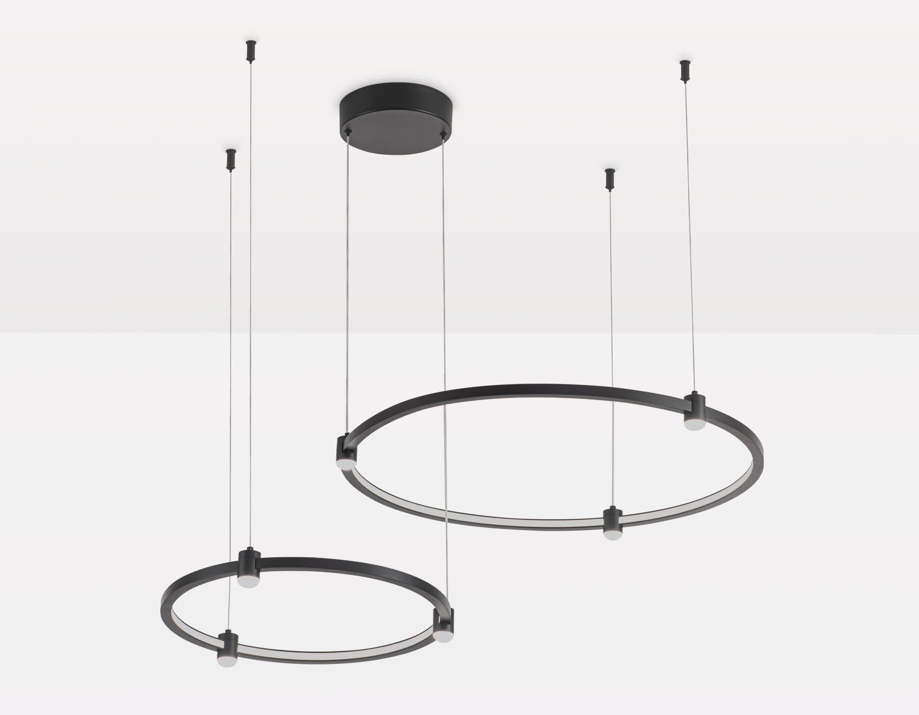 Ambrella Светильник подвесной светодиодный FL5525/2+6 BK черный 45W 3000K/4200K/6400K D600/400*1300 (без ПДУ) — миниатюра 6