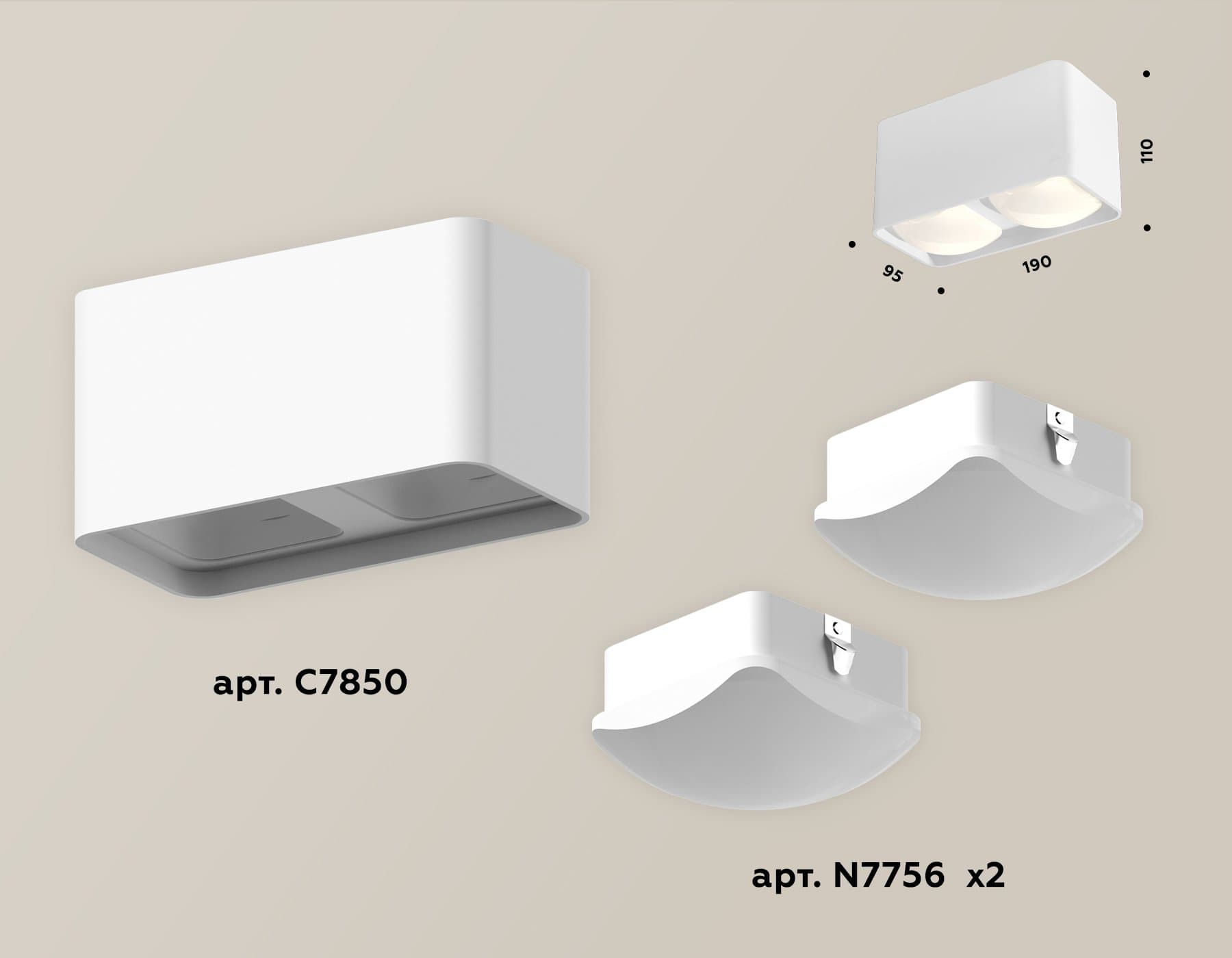 Ambrella Комплект накладного светильника с акрилом XS7850022 SWH/FR белый песок/белый матовый MR16 GU5.3 (C7850, N7756) — миниатюра 3