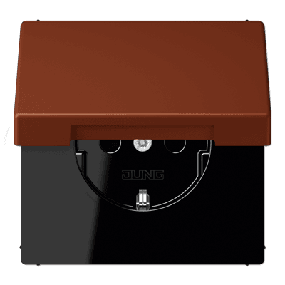 JUNG LS 990 Terre sienne brulee 59(4320D) Розетка с/з с защитными шторками с крышкой безвинт. зажим LC1520KIKL4320D