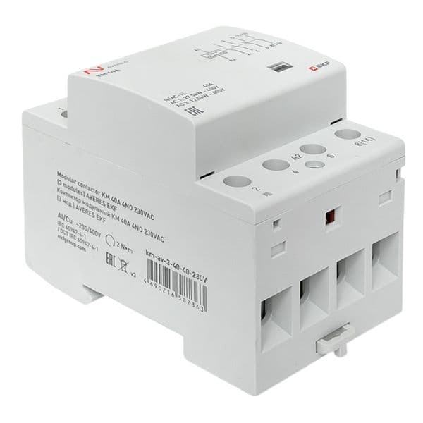 EKF Контактор модульный КМ 40А 4NO 230В АС (3 мод.) AVERES — миниатюра 9