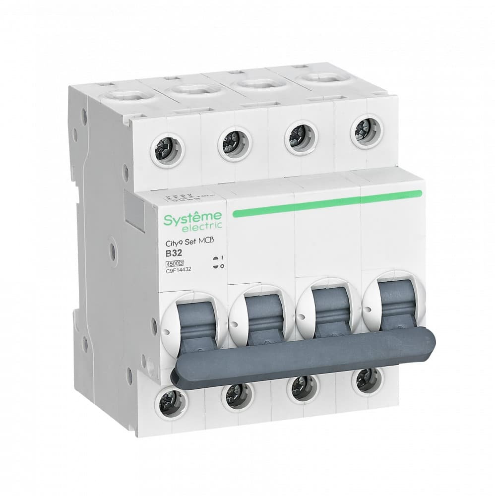 Systeme Electric City9 Set Автоматический выключатель (АВ) B 32А 4P 4.5kA 400В C9F14432