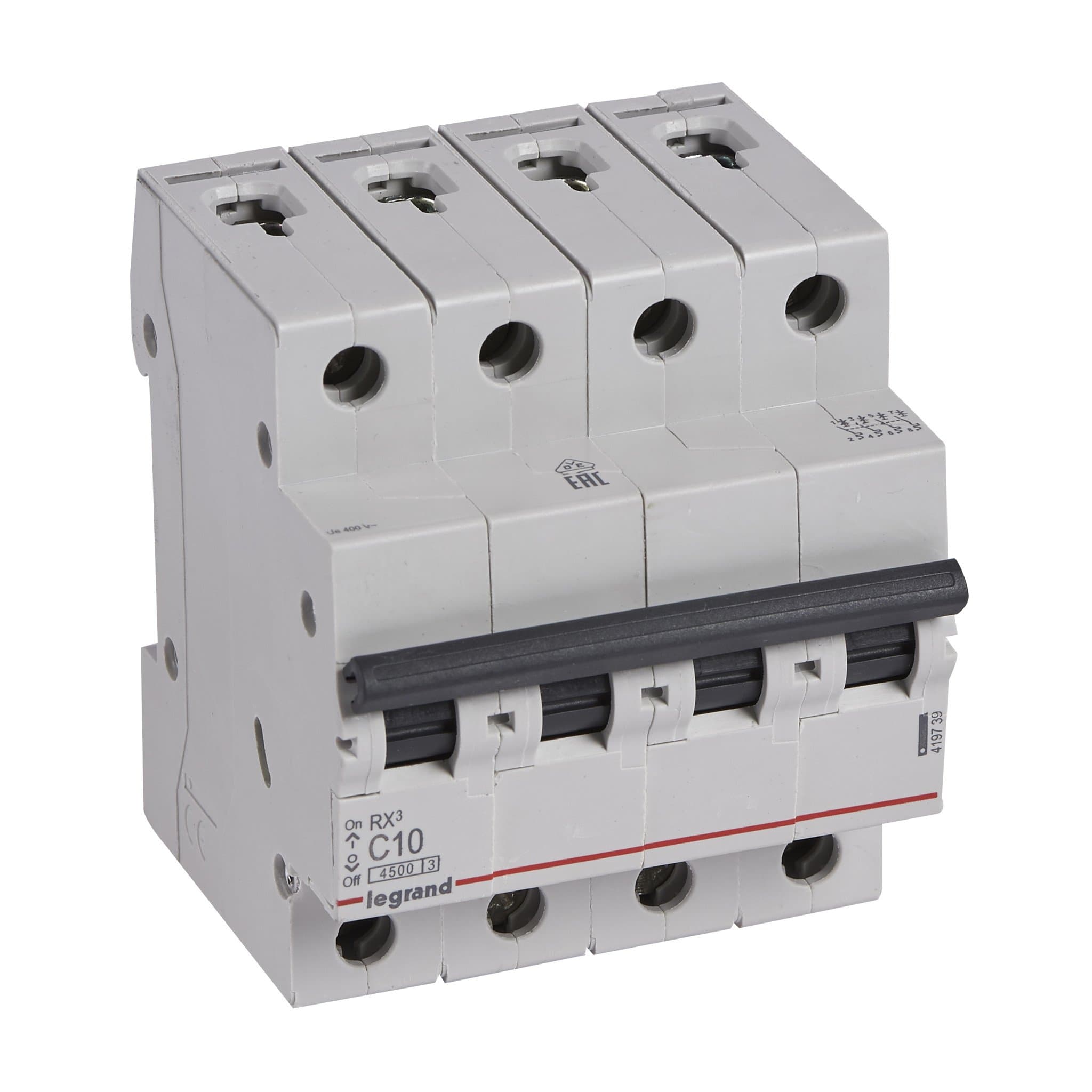 Legrand RX3 Автоматический выключатель 4P 10А (C) 4,5kA 419739 — миниатюра 1