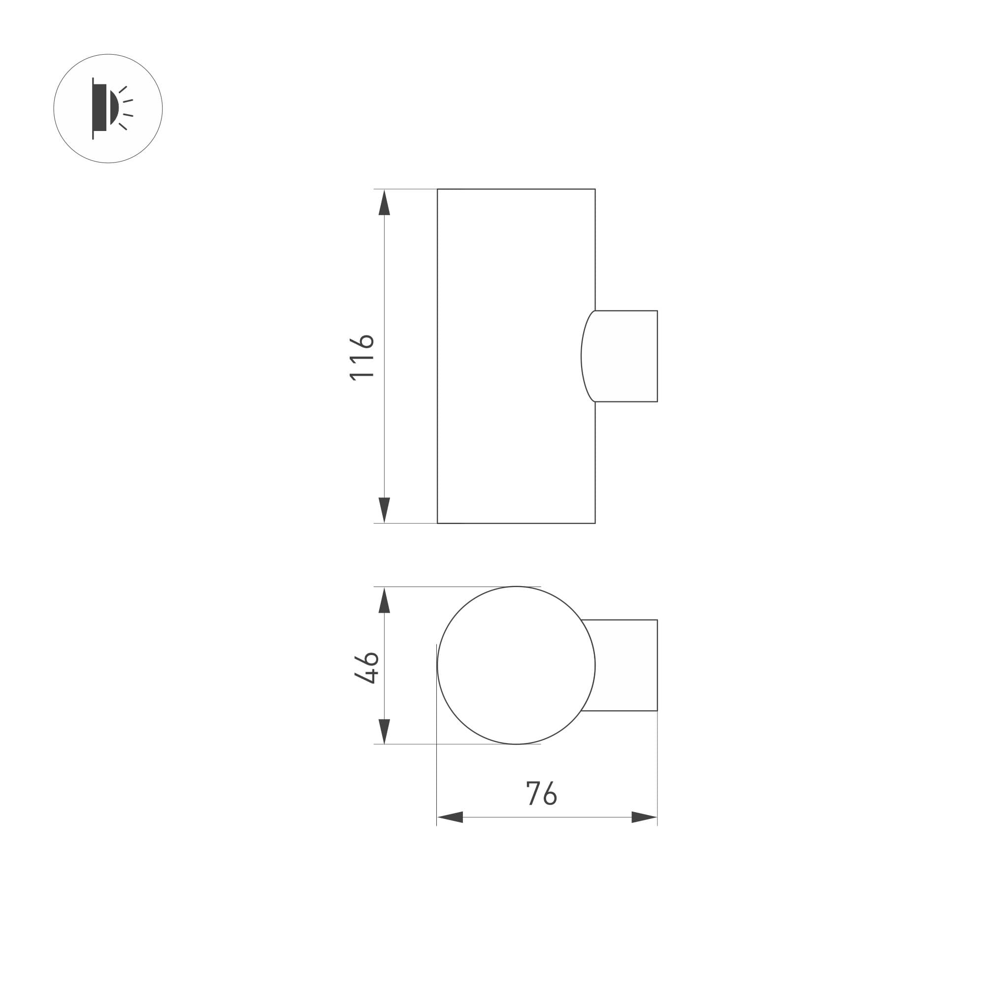 Arlight Светильник LGD-RAY-WALL-TWIN-R46-2x3W Day4000 (GR, 24 deg, 230V) (IP65 Металл, 3 года) 033307 — миниатюра 2