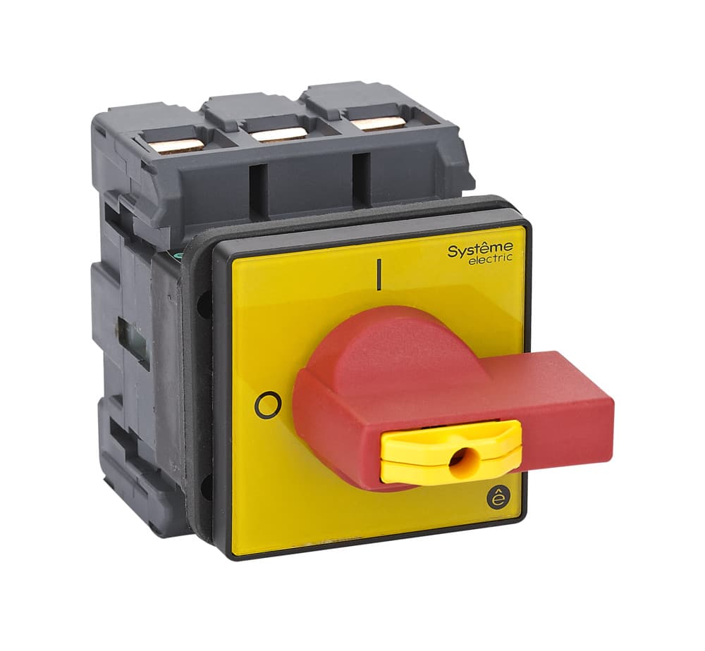 Systeme Electric Выключатель-разъединитель 3P 100A IP20 с красной рукояткой на дверцу 4 винта 1 замок