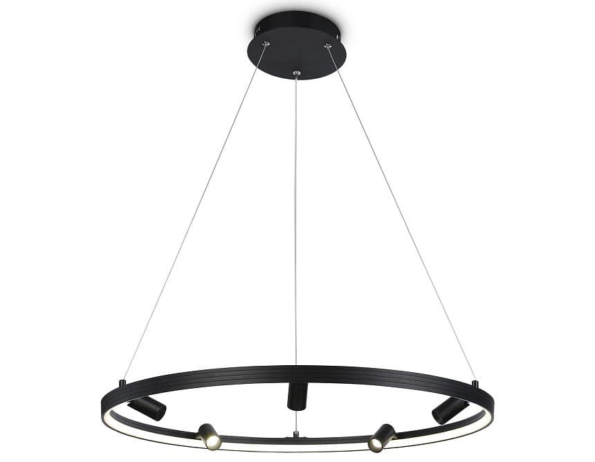 Ambrella Светильник светодиодный управляемый подвесной с дополнительной подсветкой FL5289/1+5 BK черный 72W 3000K/4200K/6400K+4200K D700*1200 (ПДУ ИК)