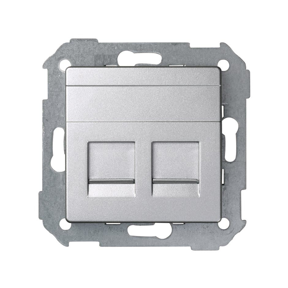 Simon 82 Detail Алюминий Адаптер на 2хRJ45(12) AMP (Keystone), прямое подключение 82006-93