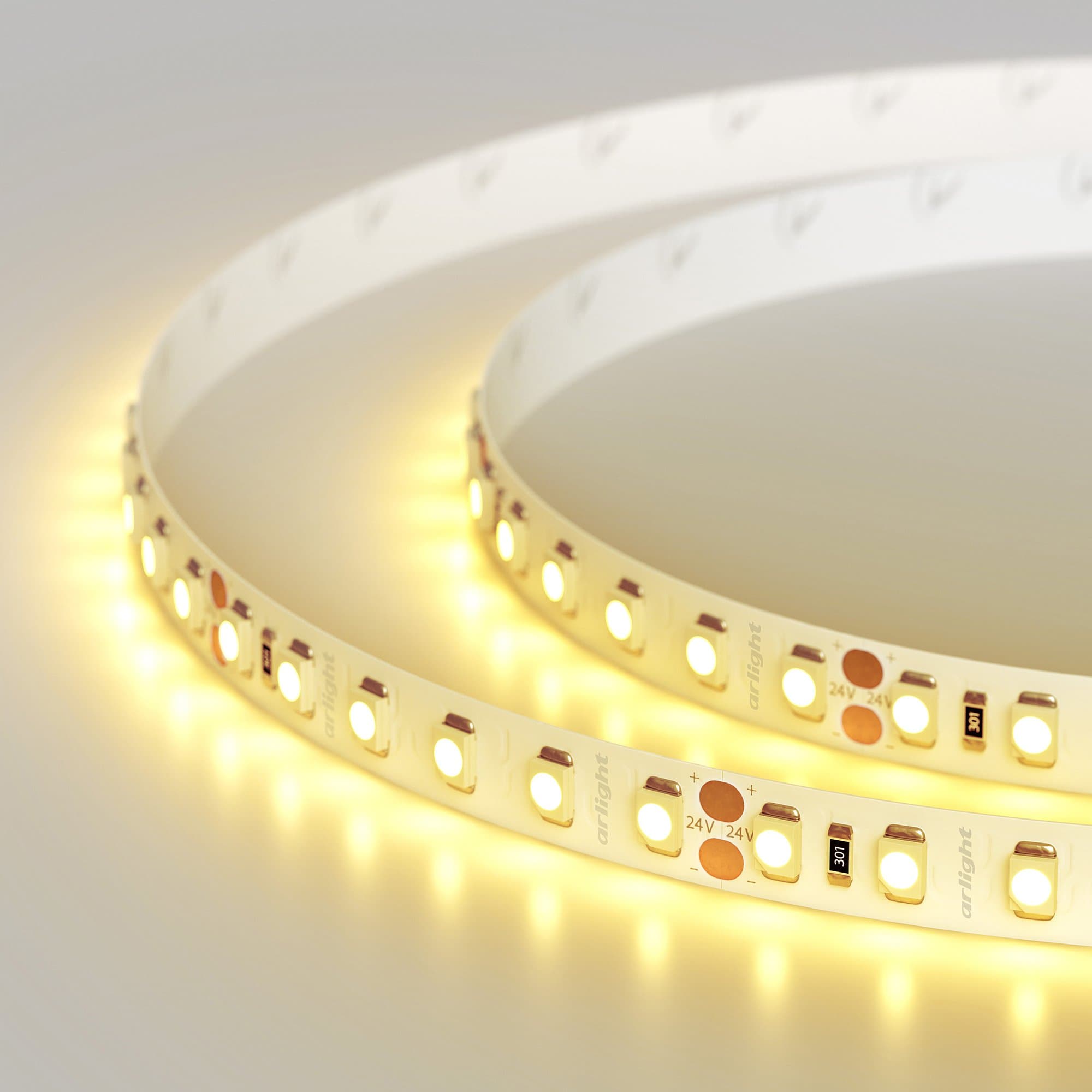 Arlight Светодиодная лента RT 2-5000 24V Yellow 2x (3528, 600 LED, LUX) (9.6 Вт/м, IP20) 008780 — миниатюра 3