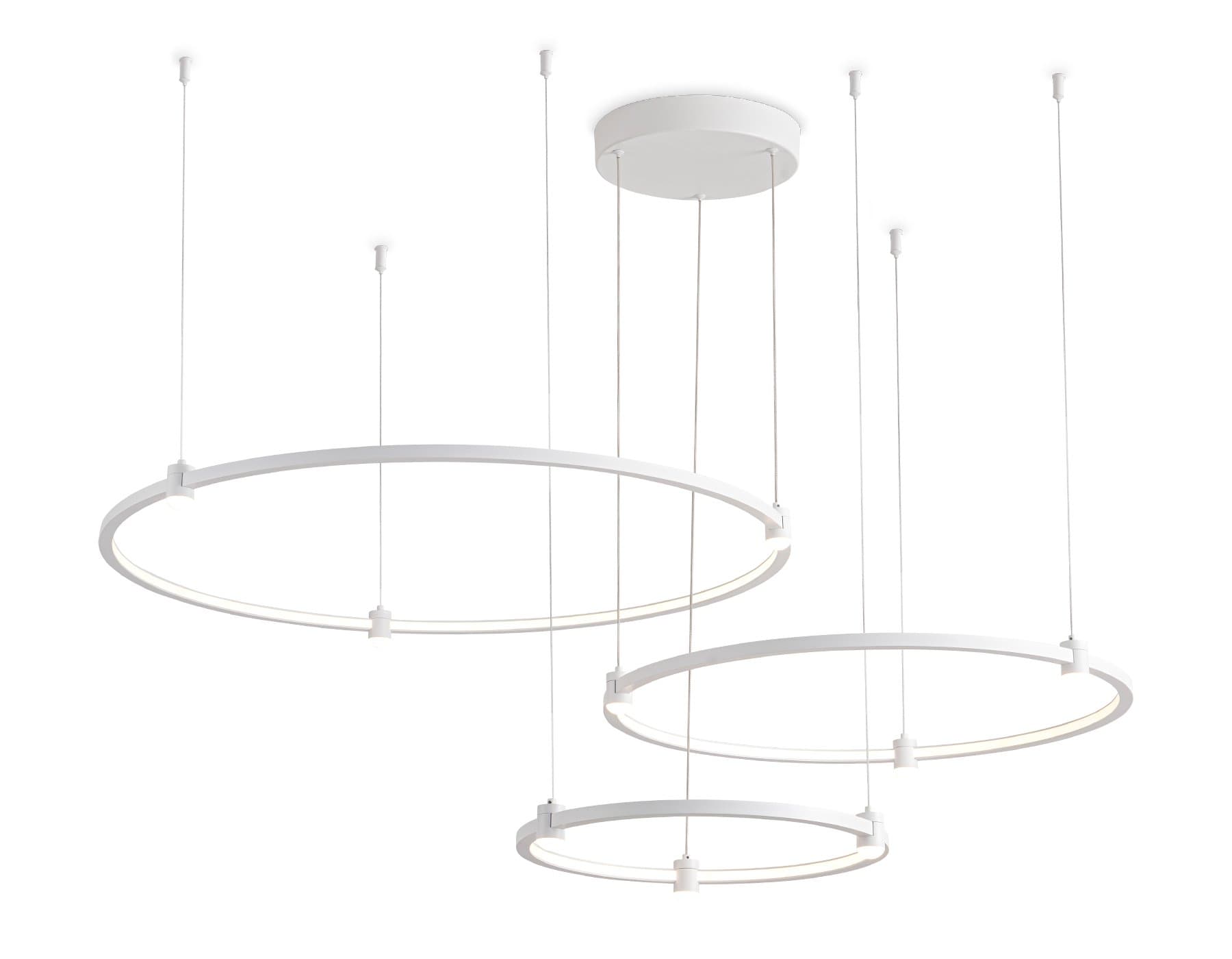 Ambrella Светильник подвесной светодиодный FL5533/3+9 WH белый 90W 3000K/4200K/6400K D800/600/400*1300 (без ПДУ) — миниатюра 1