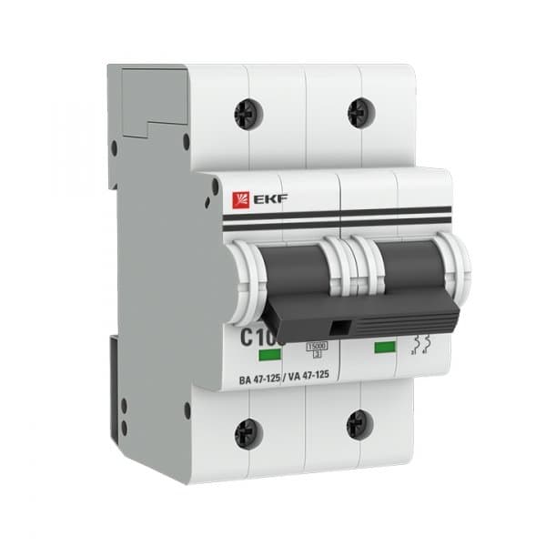EKF PROxima ВА 47-125 Автоматический выключатель (С) 2P 100А 15кА mcb47125-2-100C