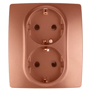ЭРА 12-2104-14 Розетка 2X2P+E Schuko со шторками, 16A-250В, IP20, 12, Медь