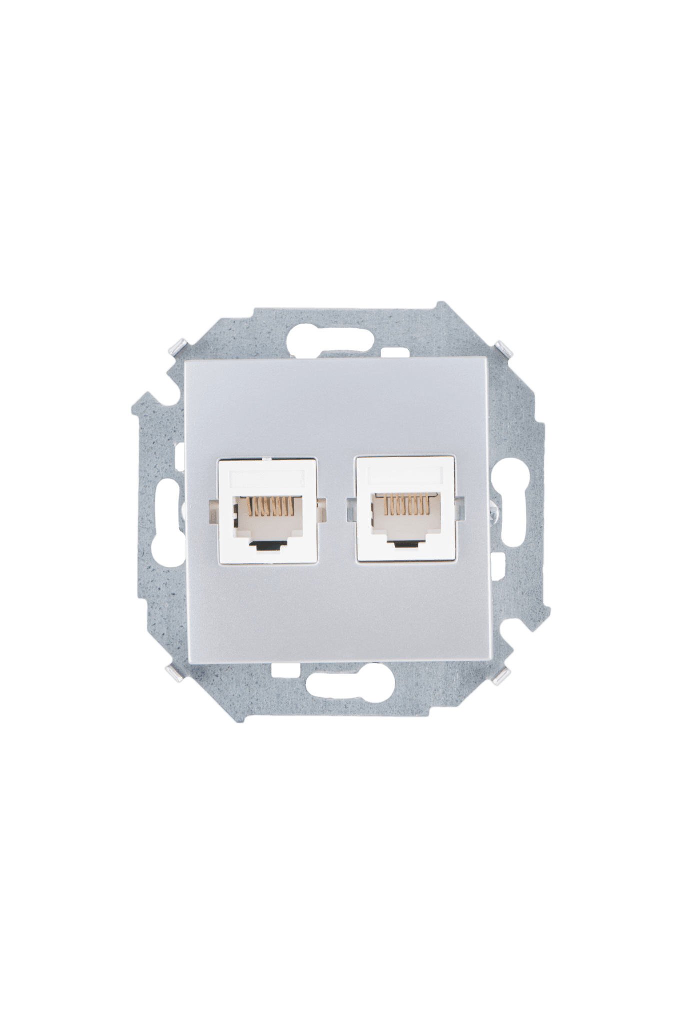 Simon 15 Алюминий Розетка компьютерная 2-ая RJ45 кат.5е 1591593-033 — миниатюра 2