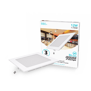 Gauss Светильник Slim квадрат 12W 880lm 4000K 180-265V IP20 монтаж Ø155*155 170*170*22 LED 940111212 — миниатюра 1