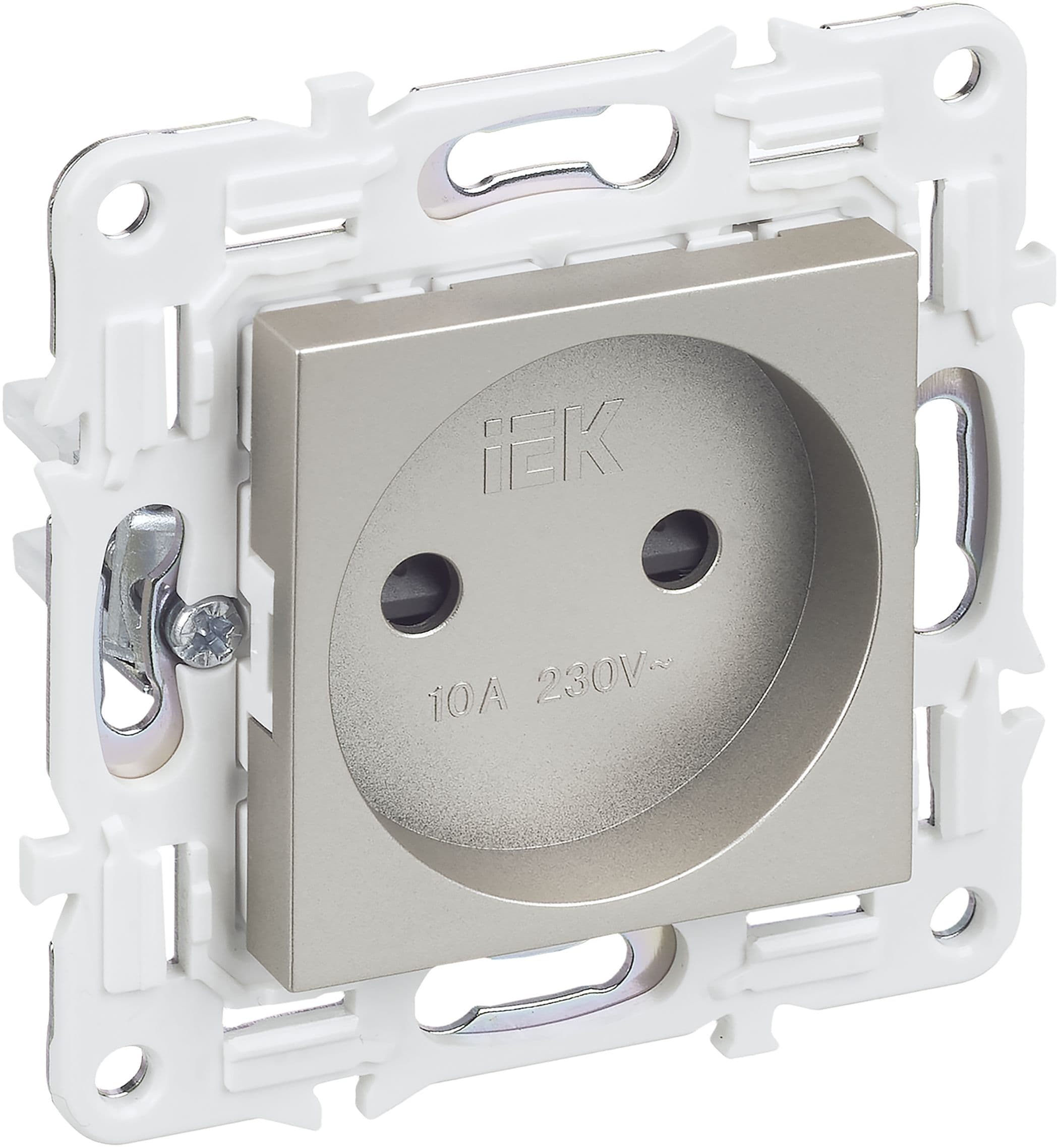 IEK SKANDY Шампань Розетка б/з с защитными шторками 10А SK-R01Sh