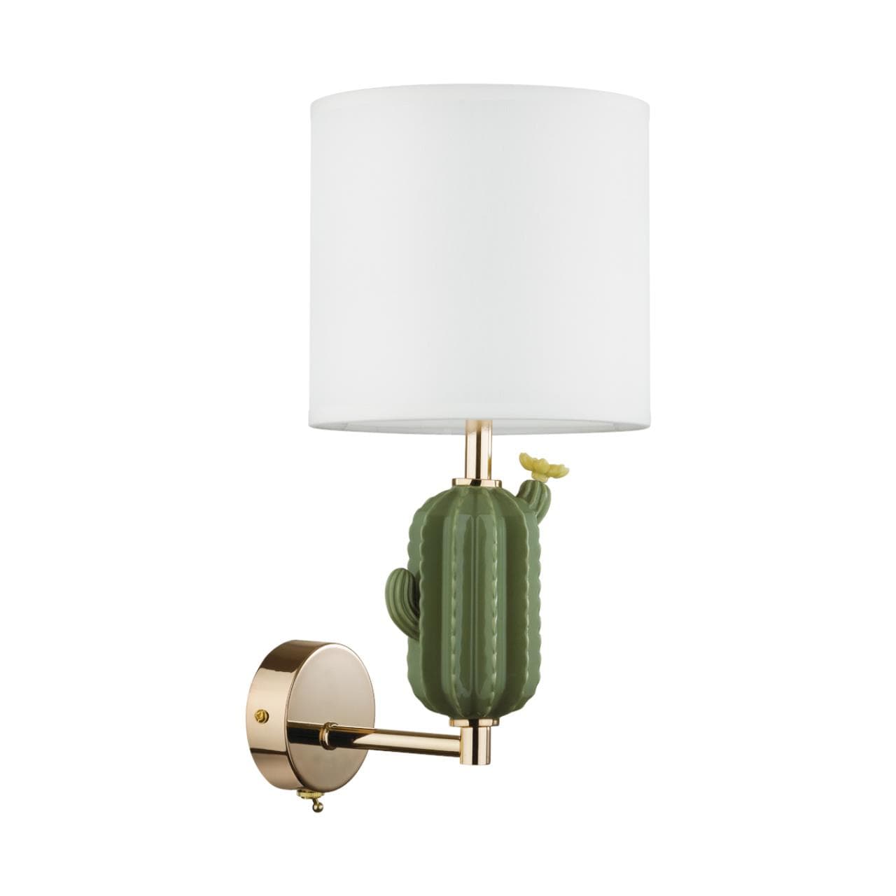 Odeon Light 5425/1W MODERN ODL_EX24 золотой/зеленый/белый/металл/керамика/ткань Бра E14 1*40W CACTUS