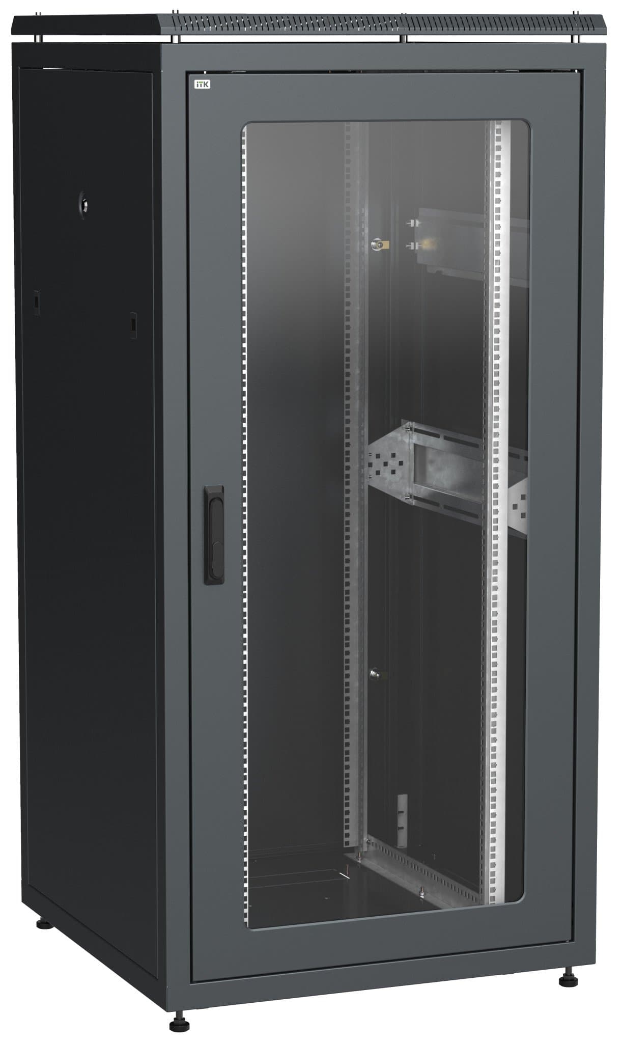 IEK LINEA N ITK 33U 800х800мм стеклянная передняя дверь,, задняяя металлическая черный LN05-33U88-GM