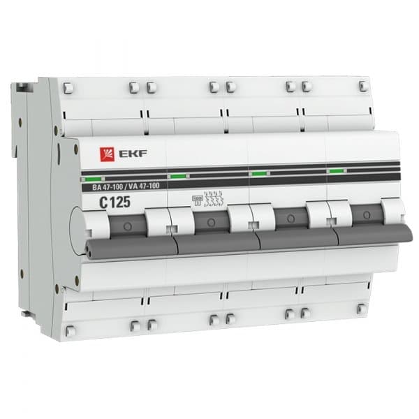 EKF PROxima ВА 47-100 Автоматический выключатель (С) 4P 125А 10kA mcb47100-4-125C-pro