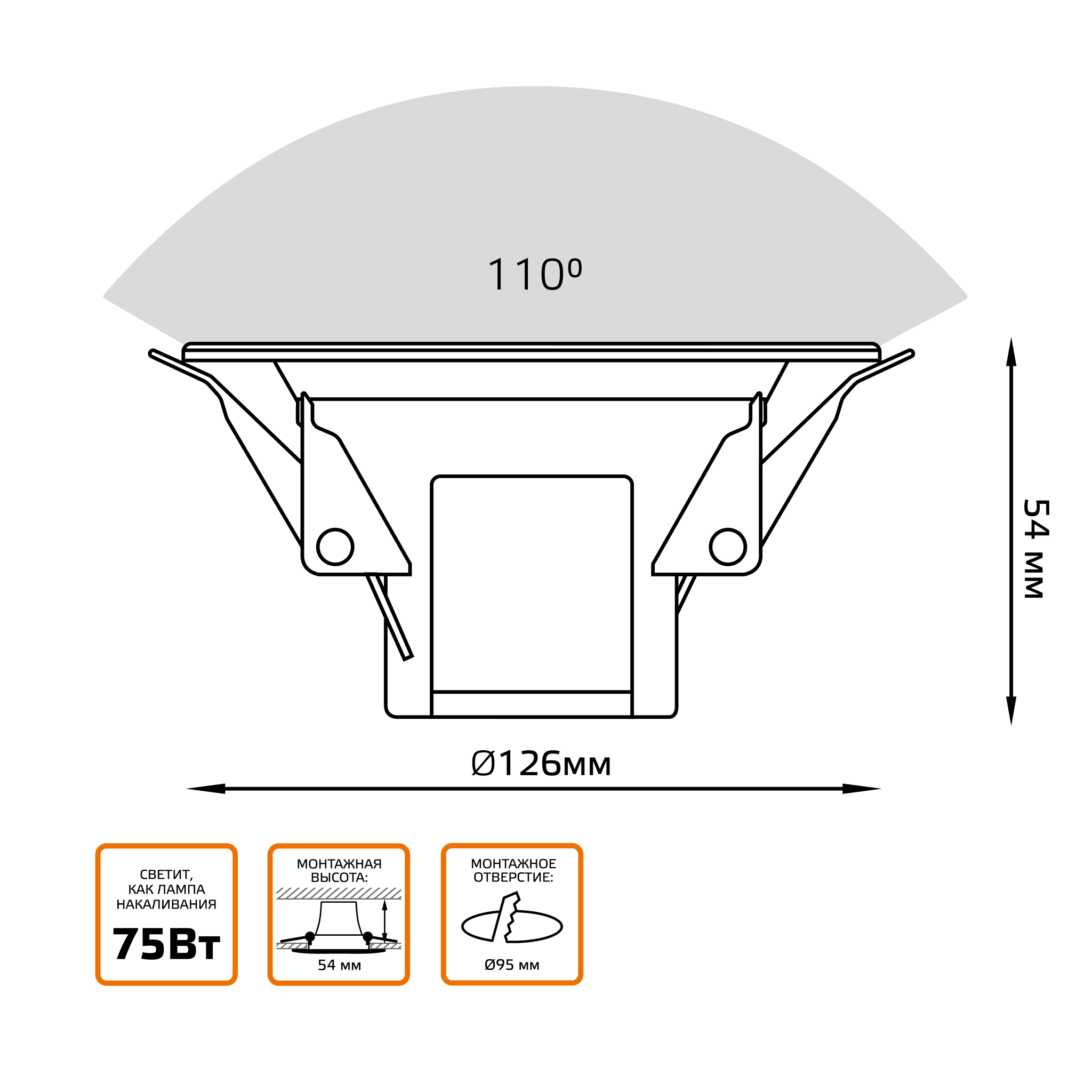 Gauss Светильник step-dimm круг 9W 700lm 3000K 180-265V IP20 монтаж Ø95 126*126*54мм белый LED 927420109-S — миниатюра 5
