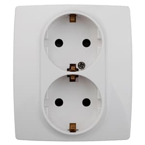 ЭРА 12-2104-01 Розетка 2X2P+E Schuko со шторками, 16A-250В, IP20, 12, Белый