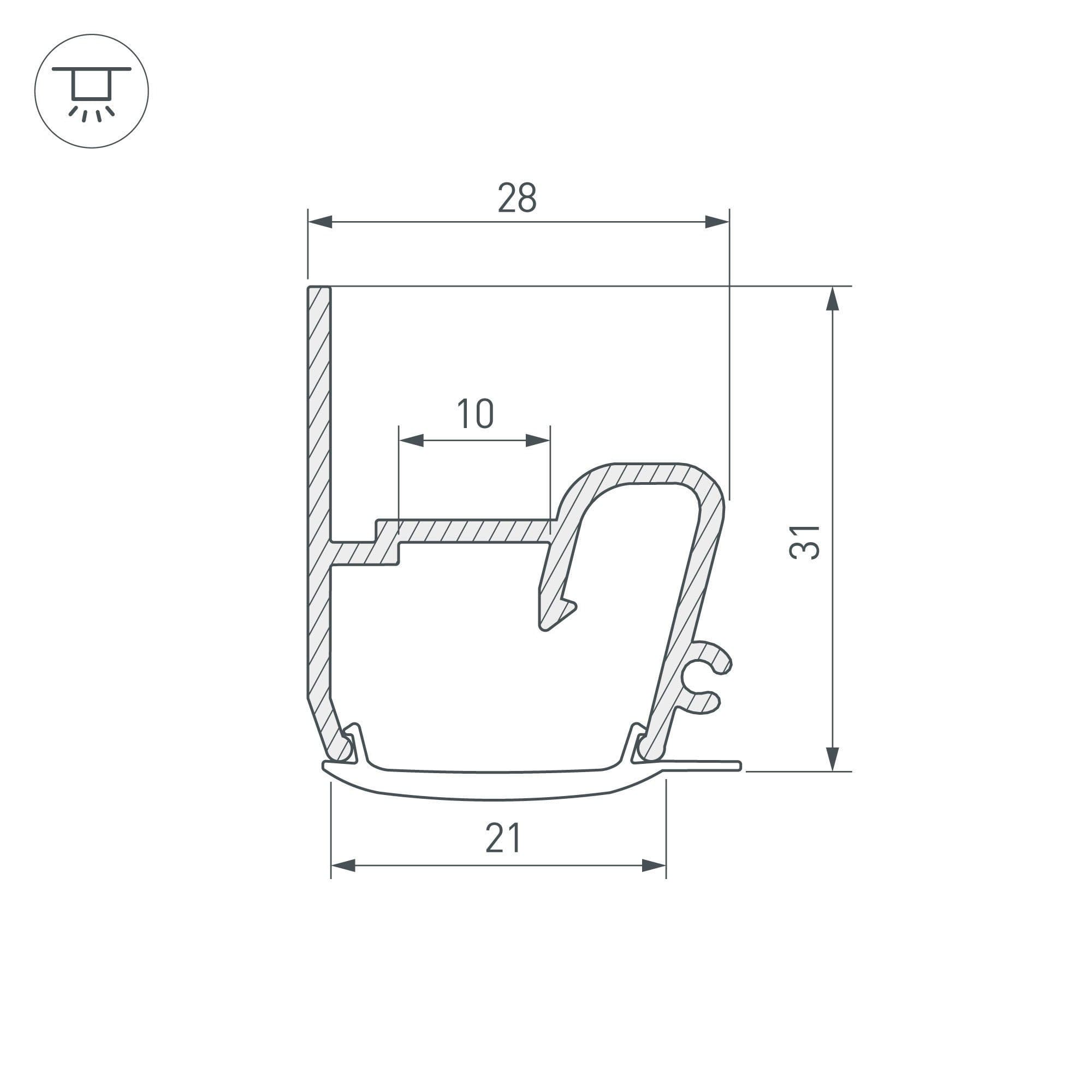 Arlight Профиль STRETCH-S-20-WALL-SIDE-2000 (RESPECT-ST) (Алюминий) 040701 — миниатюра 2