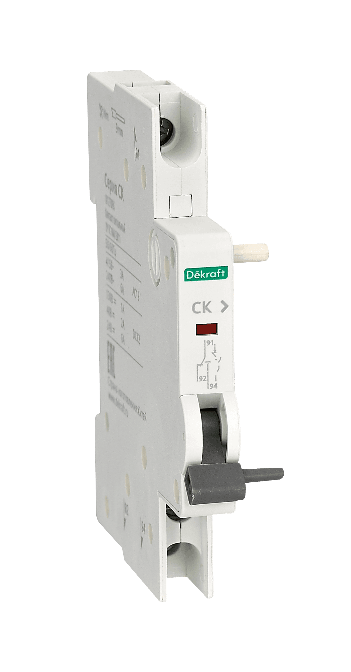 DEKraft Контакт сигнальный СК-201 AC-12：Ue/Ie:AC415В/3A, AC240В/6A DC-12：Ue/Ie:DC130В/1A, DC48В/2A, DC24В/6A