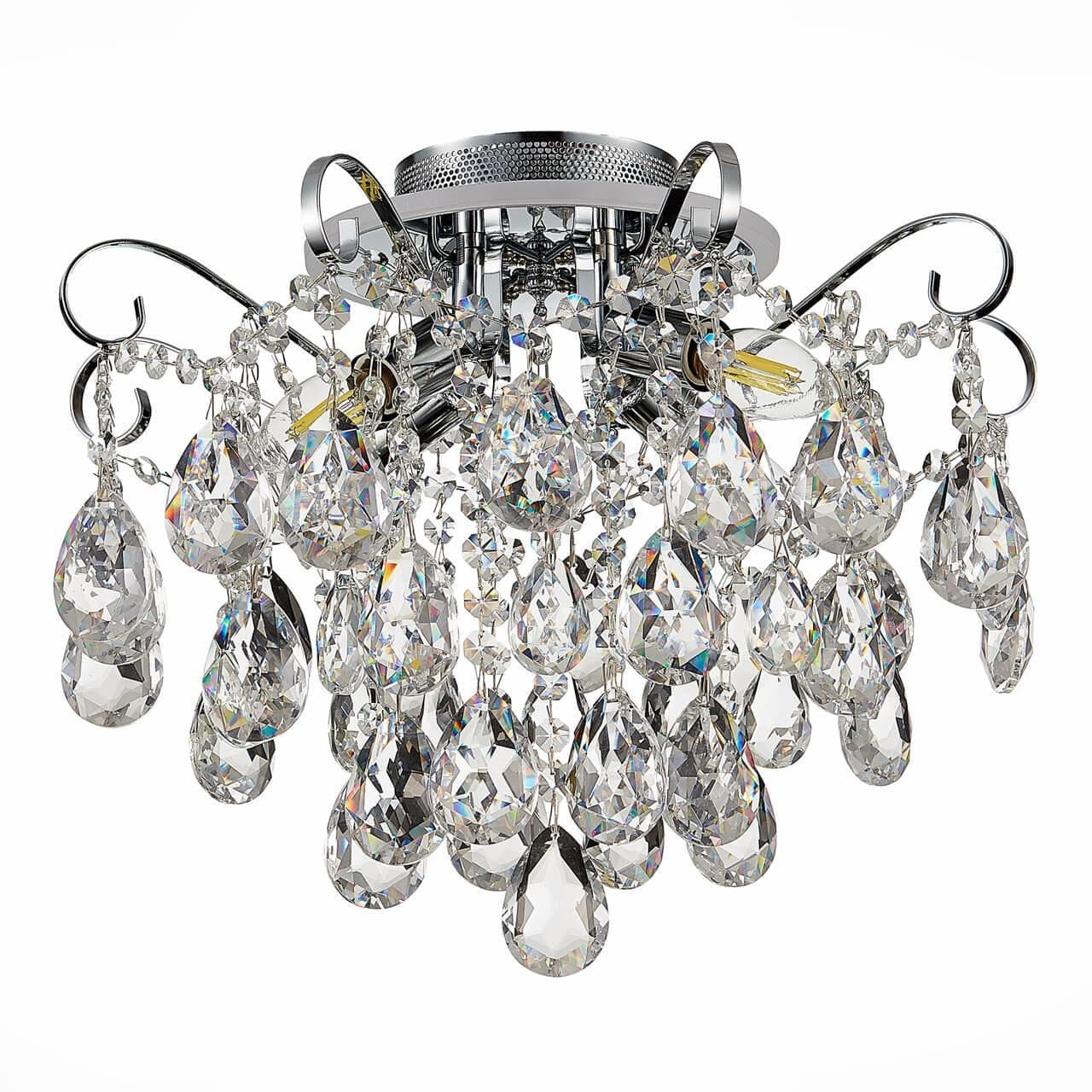 Evoluce SLE160002-04 Светильник потолочный Хром/Прозрачный E14, LED 4+1*40/5(подсветка)W