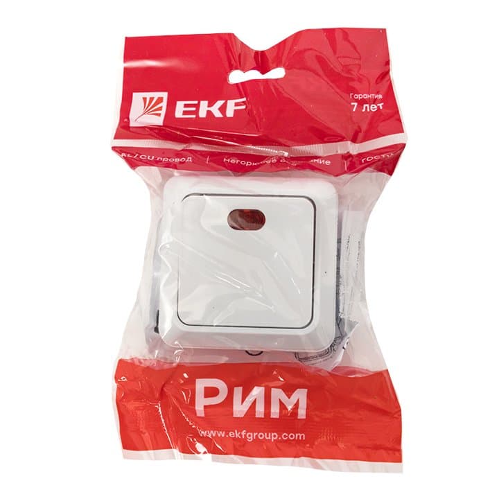 EKF PROxima Рим Выключатель 1-клавишный с индикатором 10А белый — миниатюра 3