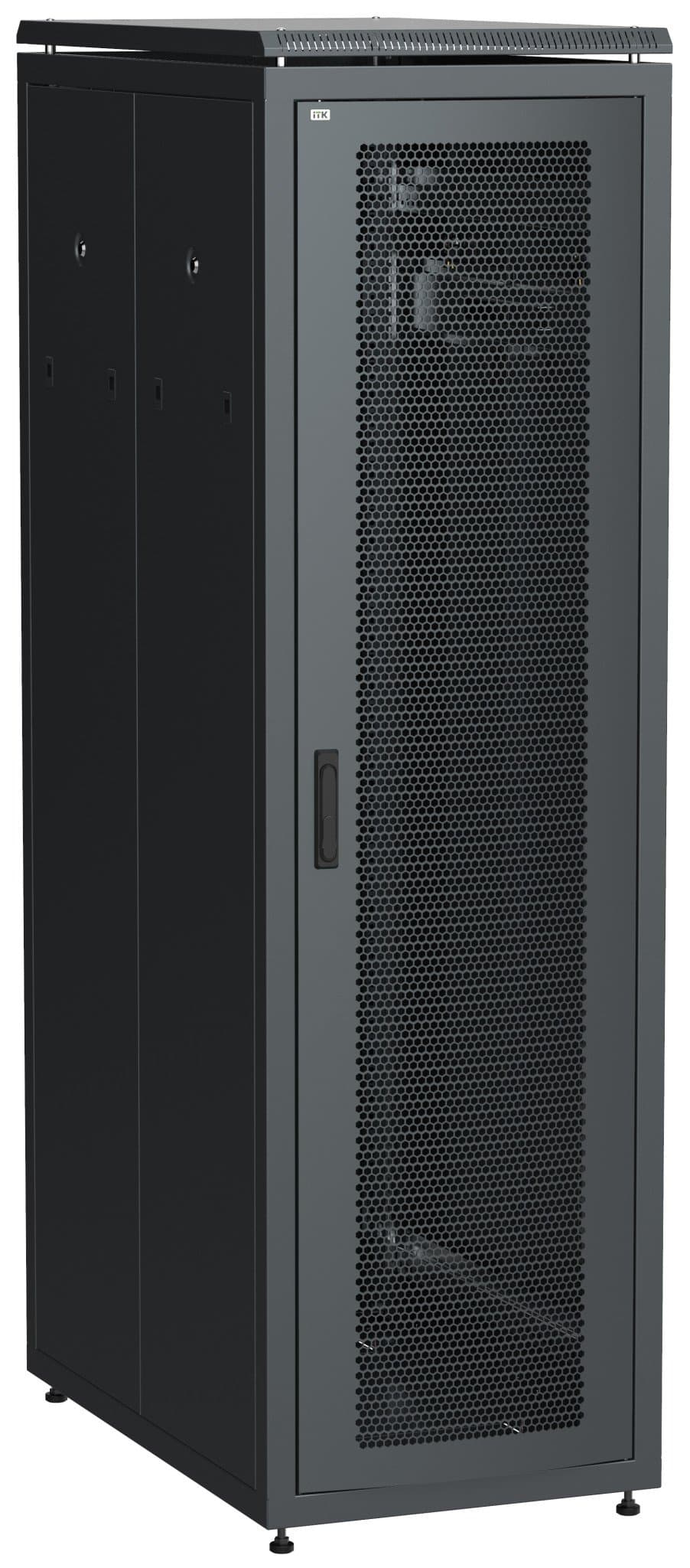 IEK ITK Шкаф сетевой 19" LINEA N 42U 600х1000 мм с L-профилями перфорированные двери черный LN05-42U61-PP-L