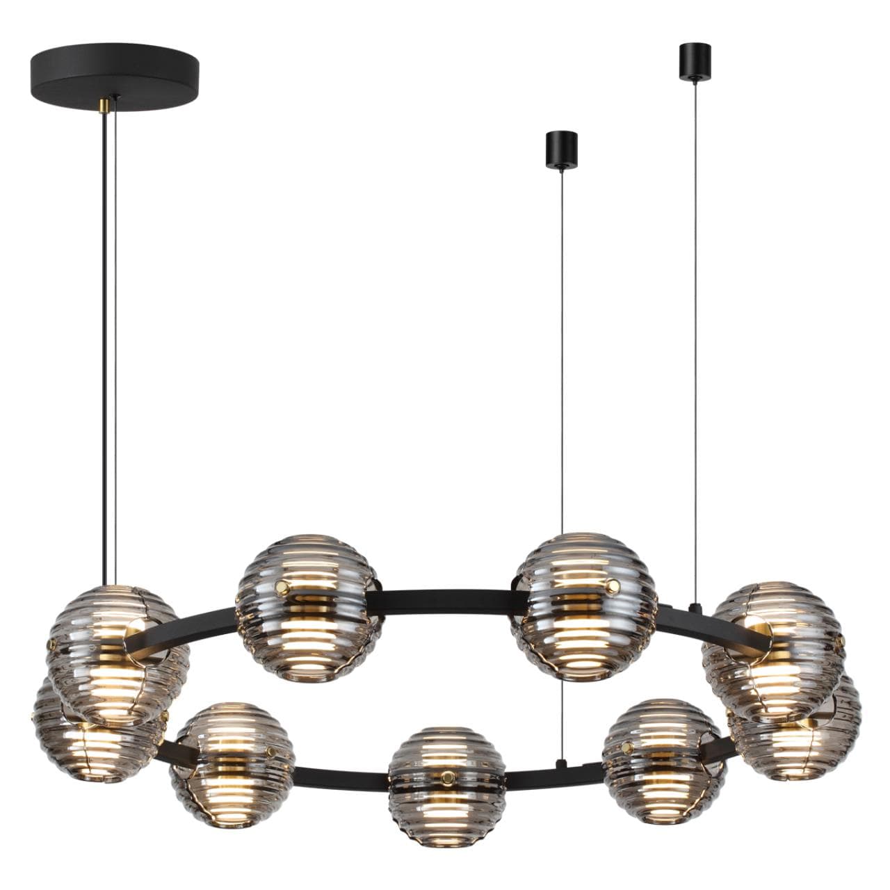 Odeon Light 5041/90L L-VISION ODL24 427 черн./золото/дымчатый/металл/стеко Люстра LED 90W 4000К 7751Лм TRONI