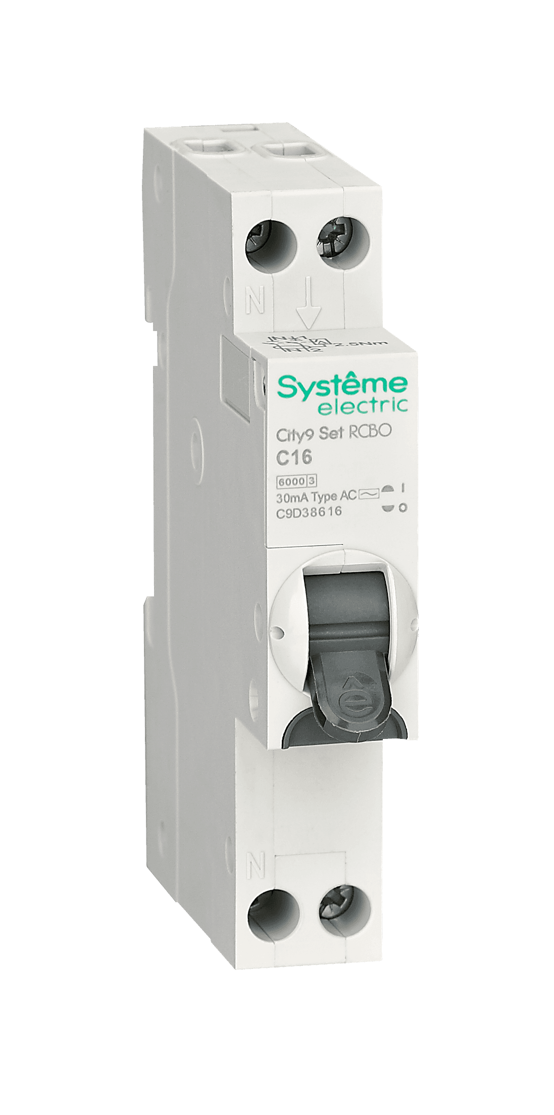 Systeme Electric City9 АВДТ 1П+Н C16 6000A 30мА AC 18мм
