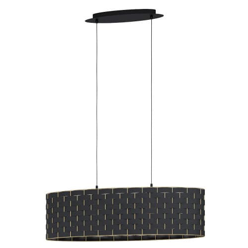 Eglo 99613 Подвесной потолочный светильник (люстра) MARASALES, 2x40W, E27, L780, B220, H1100, сталь/текстиль, черный/латунь
