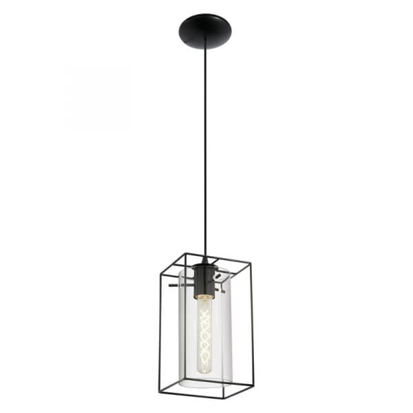 Eglo Подвес LONCINO, 1x60W (E27), сталь, черный/дымчатое стекло 49495