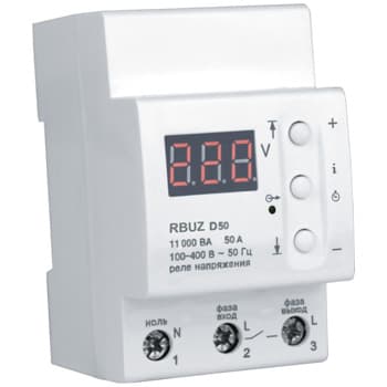 RBUZ Реле напряжения 50А (max 60А) 11000ВА D50