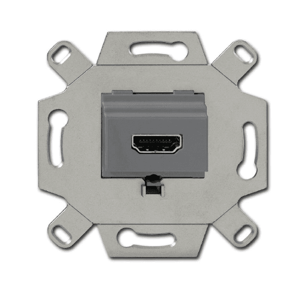 ABB BJE Мех Механизм HDMI-розетки/разъёма, HDMI-type A, Full HD, 20 полюсов, цвет серый 2CKA000230A0432