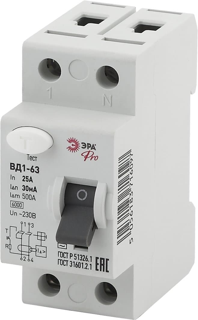 ЭРА NO-902-24 Pro Устройство защитного отключения УЗО ВД1-63 1P+N 25А 30мА