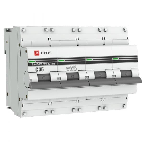 EKF PROxima ВА 47-100 Автоматический выключатель (С) 4P 35А 10kA mcb47100-4-35C-pro