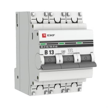 EKF PROxima ВА 47-63 Автоматический выключатель (B) 3P 13А 4,5kA mcb4763-3-13B-pro