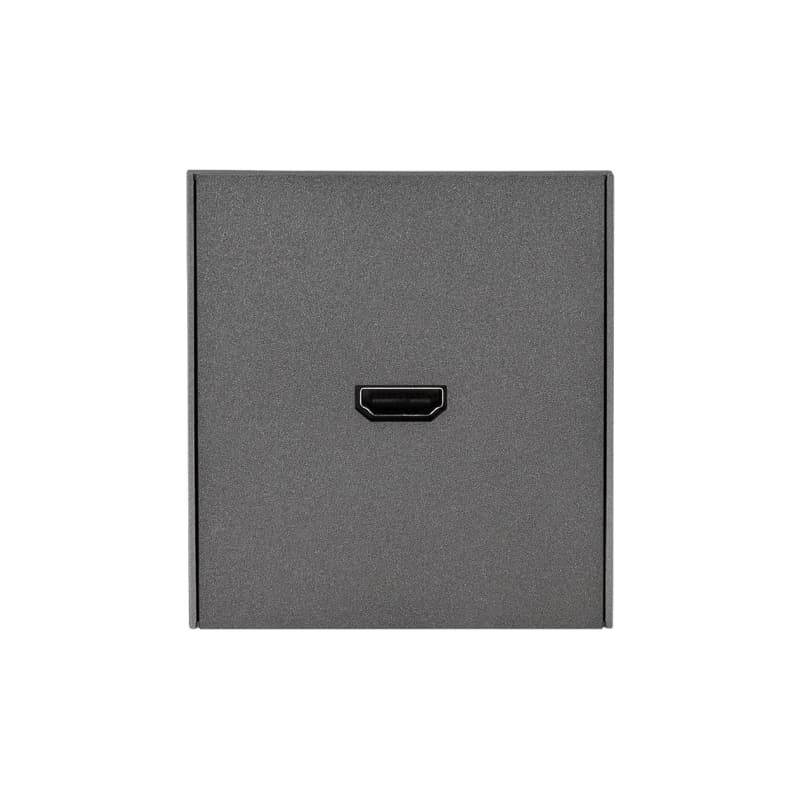 KRANZ STRONG Розетка HDMI с/у графит , с 1-пост. рамкой