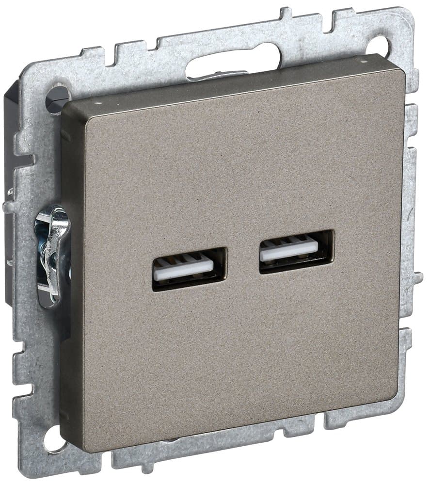 IEK BRITE BASE Шампань Розетка USB A+A 3,1А РЮ10-1-БрШ
