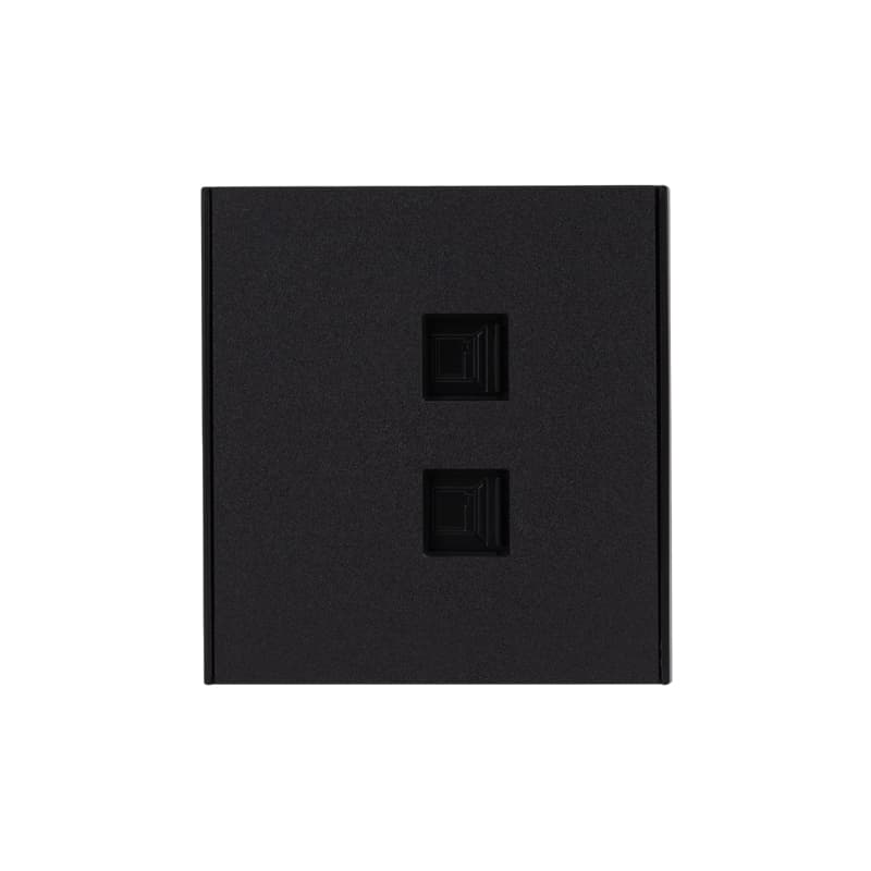 KRANZ STRONG Розетка компьютерная двойная RJ45+RJ45 кат6 с/у антрацит , с 1-пост. рамкой