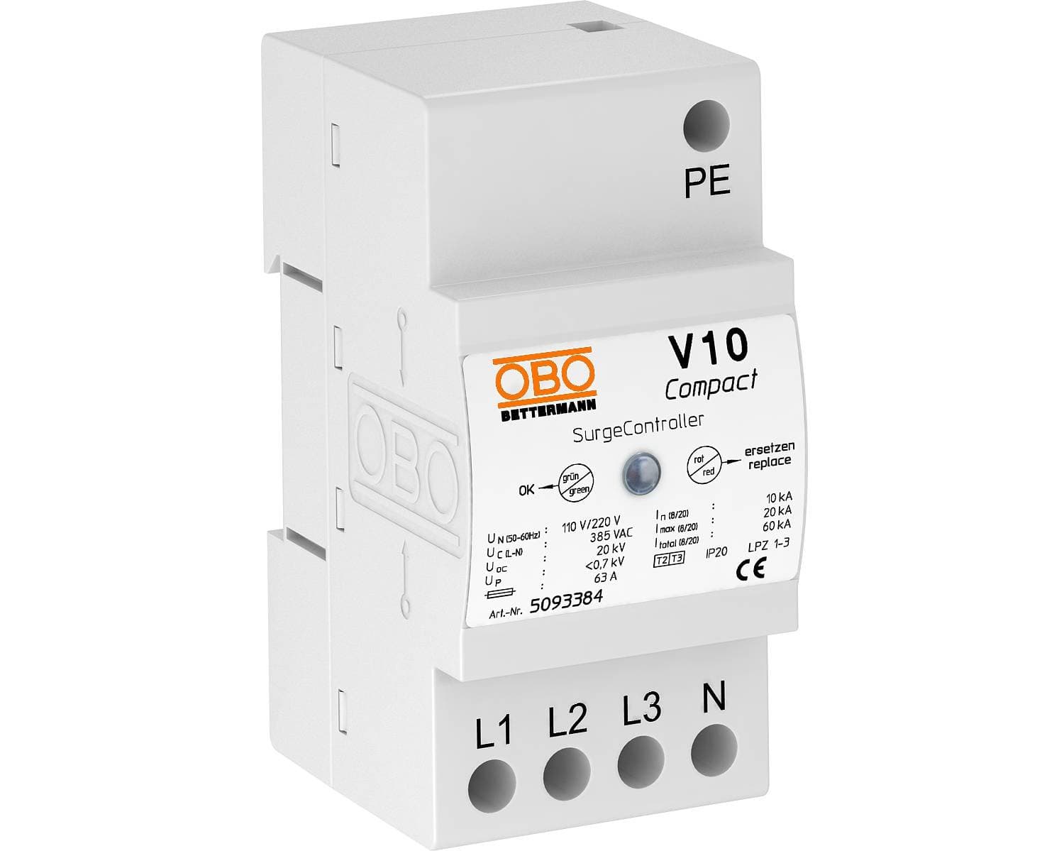 OBO Bettermann УЗИП для силовых сетей 3+NPE (Класс II+III), 385 В 5093384