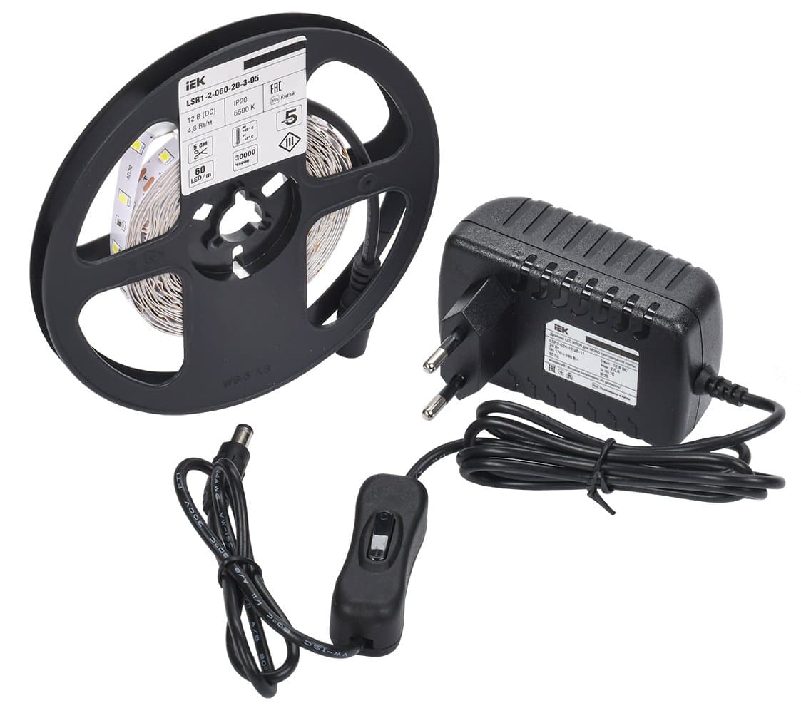 IEK Комплект DIY (2835WW60-4,8-IP20-12В 5м + др. + выкл.)
