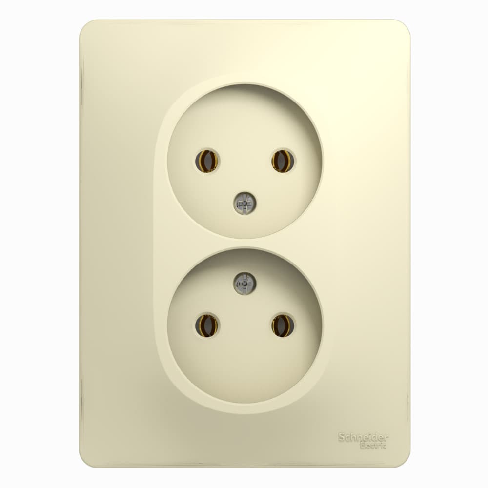 Systeme Electric Glossa Беж Розетка 2-я б/з (в сборе с рамкой)
