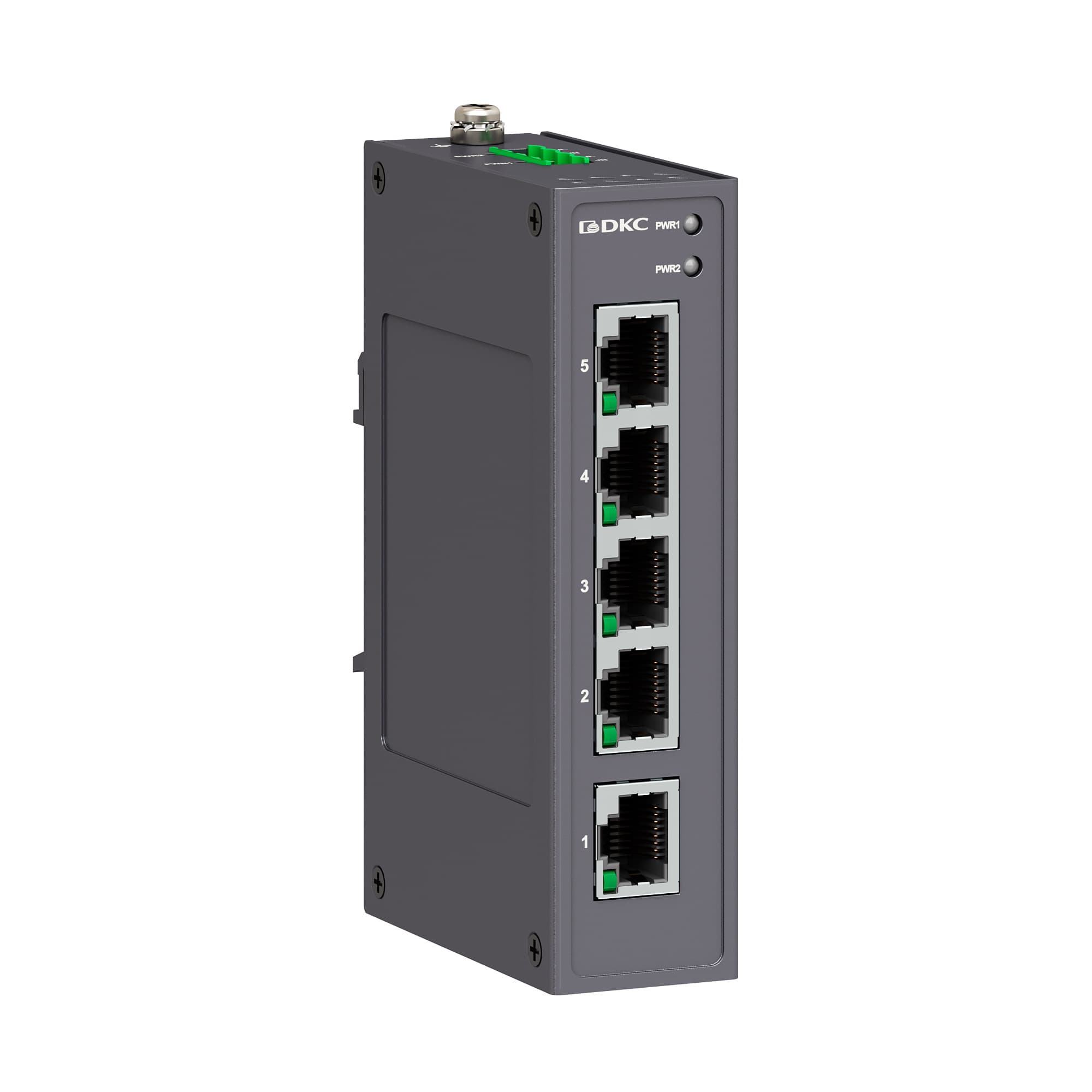 DKC Промышленный неуправляемый коммутатор, 5×10/100Base-T(X) портов RJ45, 12-48В DC/18-30В AC, с резервированием